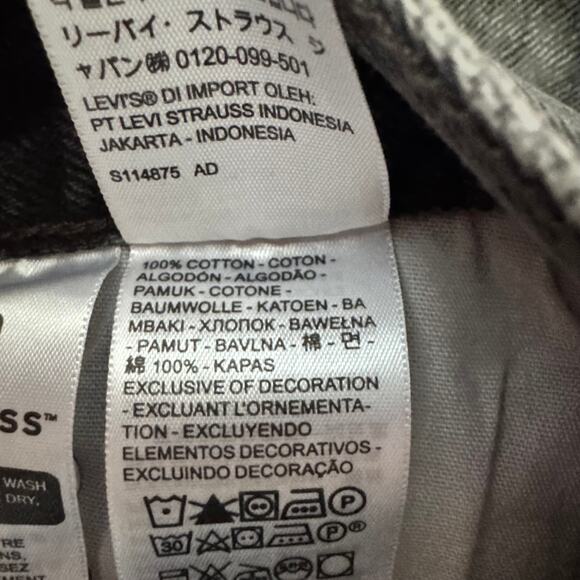 New Levi's 501 Spliced Jeans Black Button Fly High Waist Fringe Hem Sz 28 - Picture 9 of 10